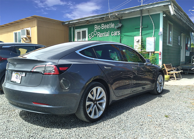Tesla  100% electric rental car on Maui